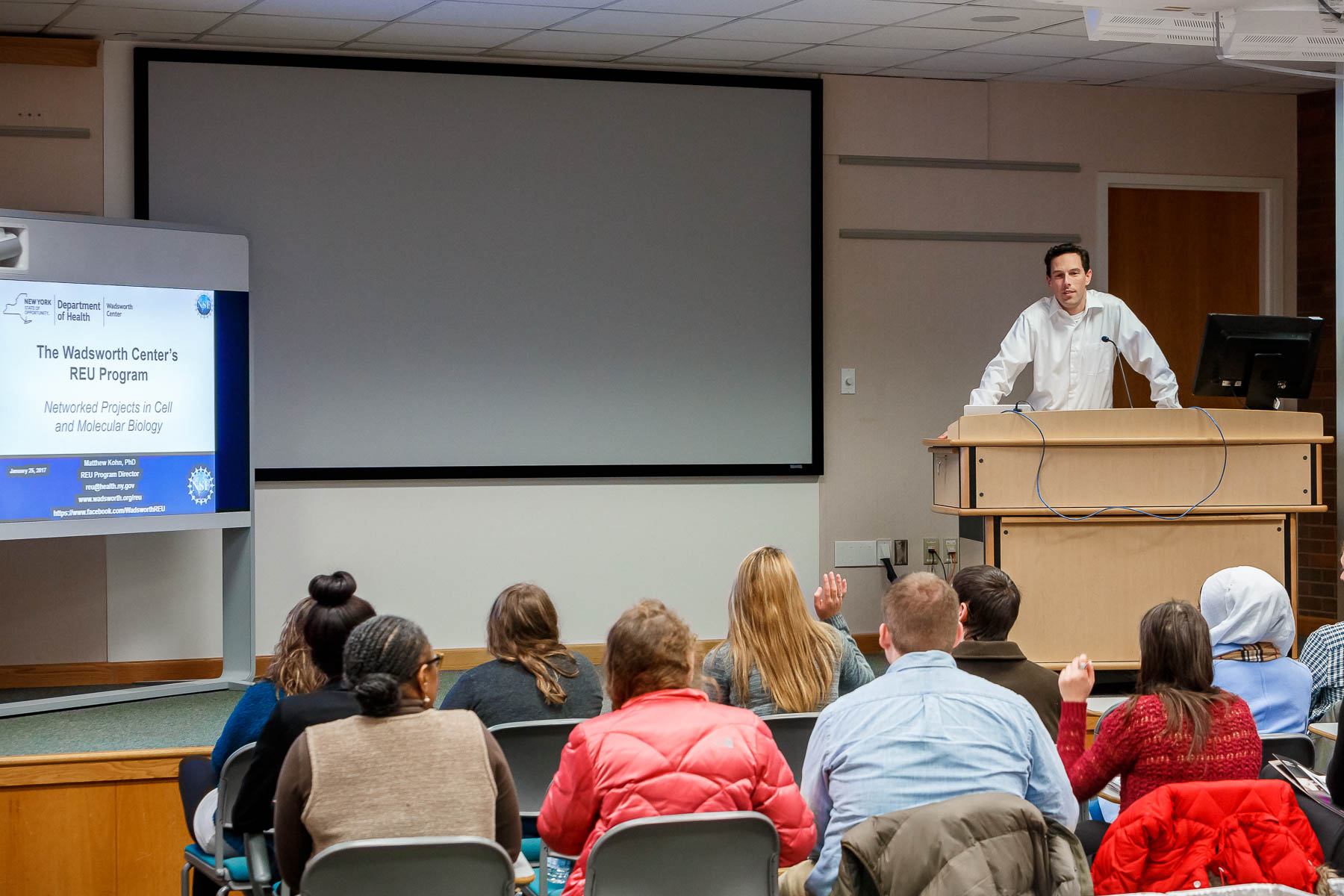 Dr. Matthew Kohn, REU Program Director at the 2017 Open House