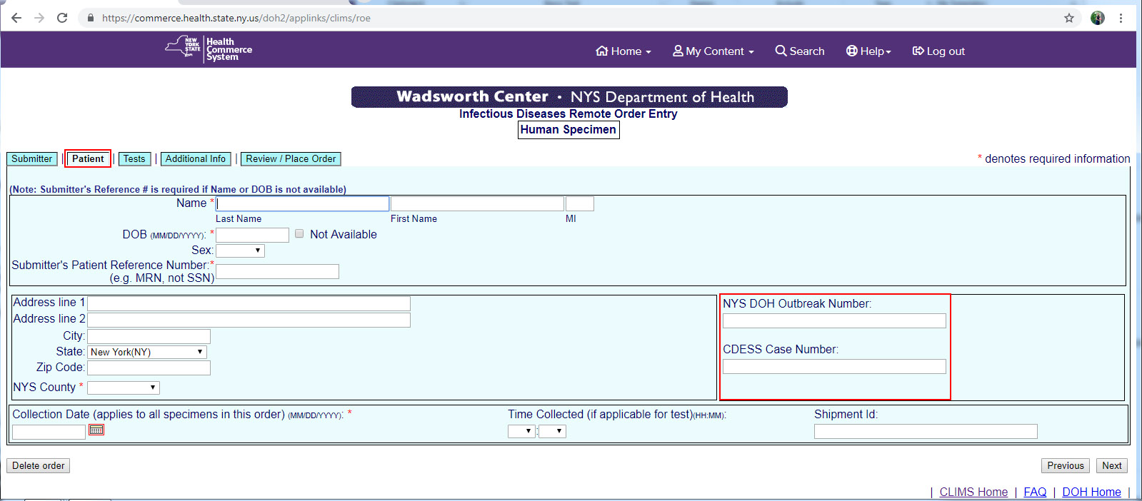 please enter this information under the patient tab. please enter this information under the patient tab.