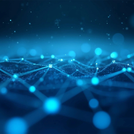 Blue bioinformatics dots and connections