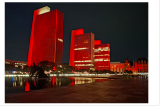 Empire State Plaza Illuminated Red